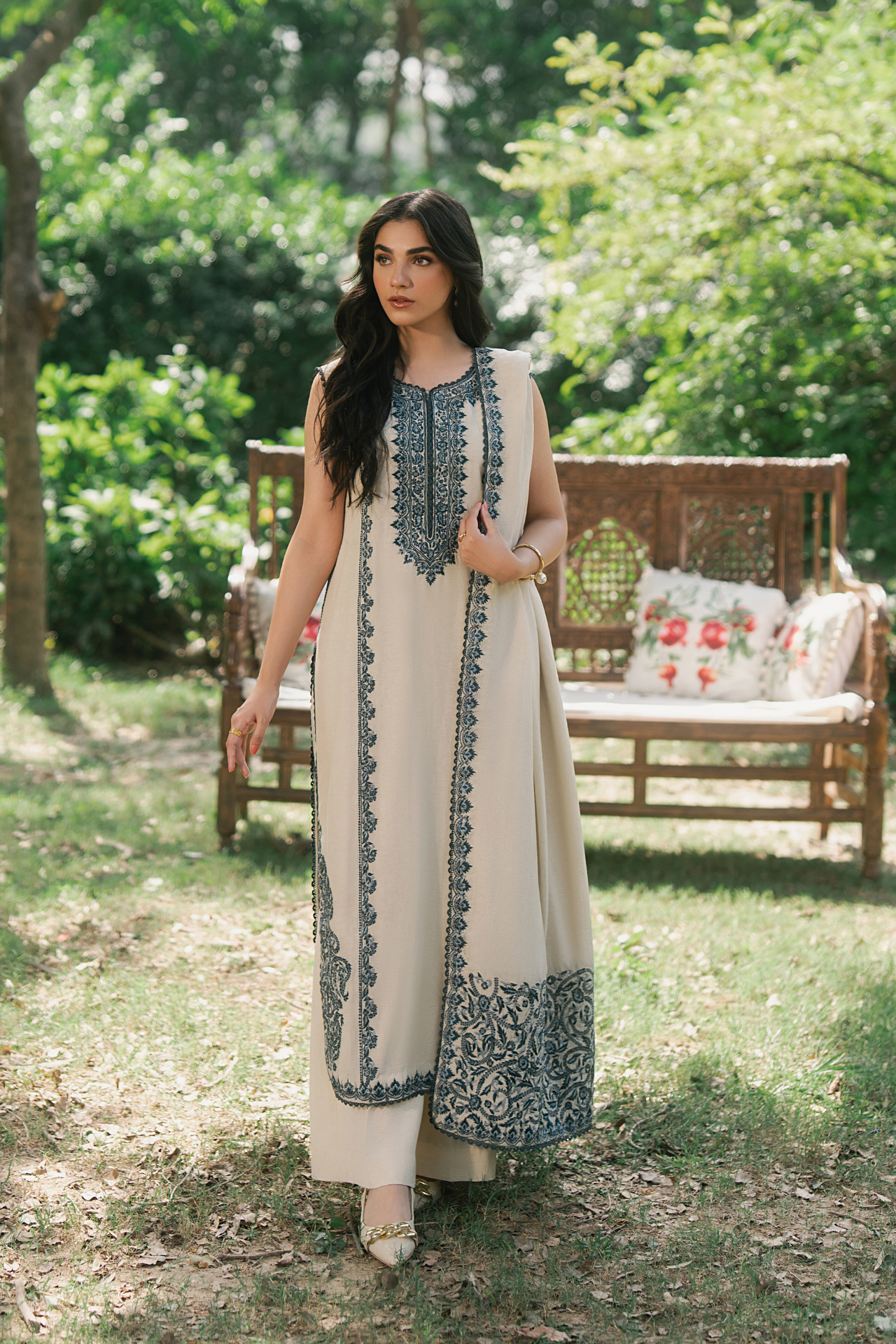 Grace 3 Piece Embroidered Premium Karandi Main image
