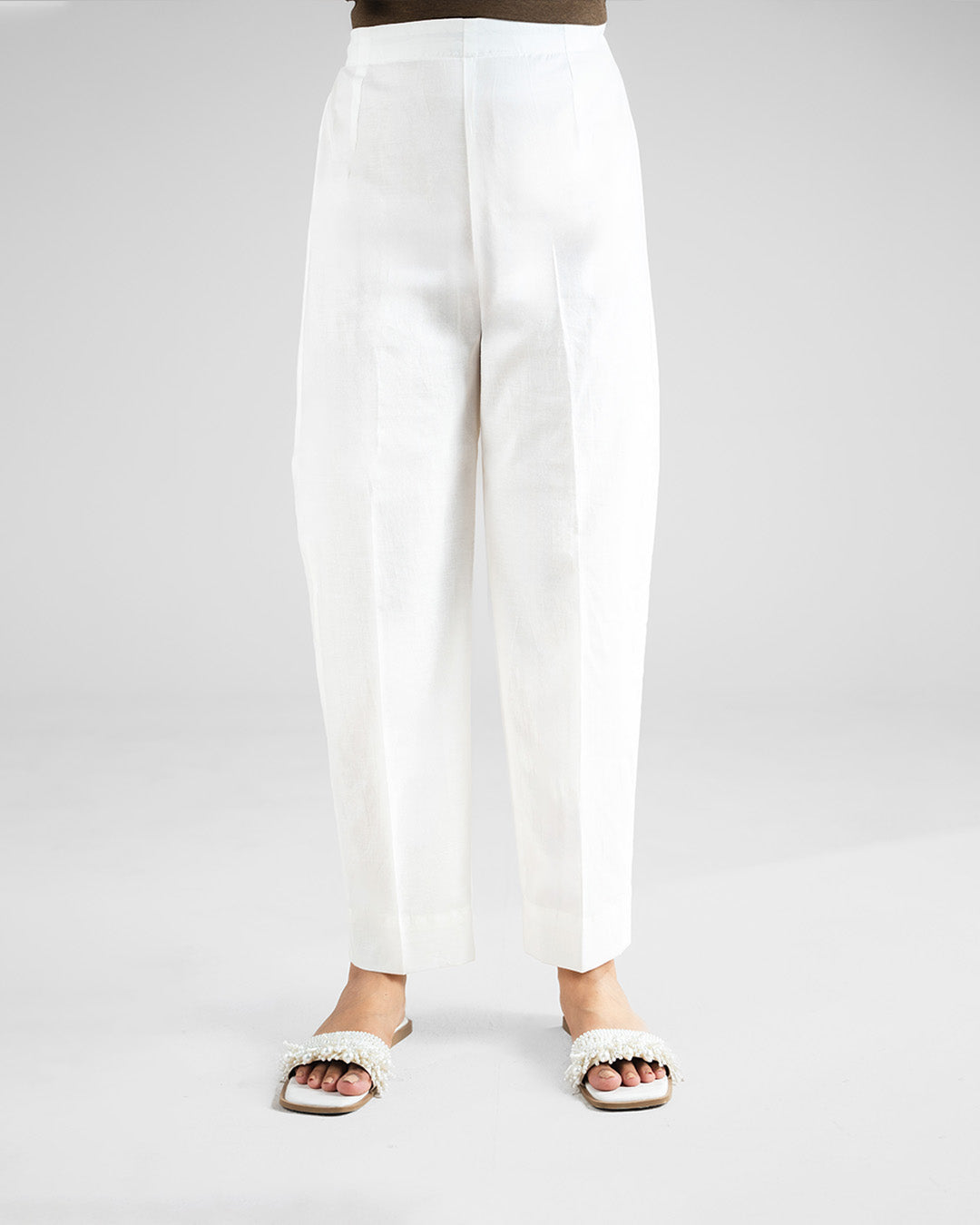 White Straight Trousers