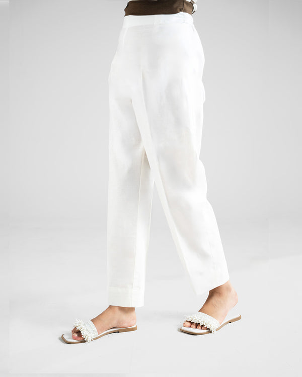 White Straight Trousers