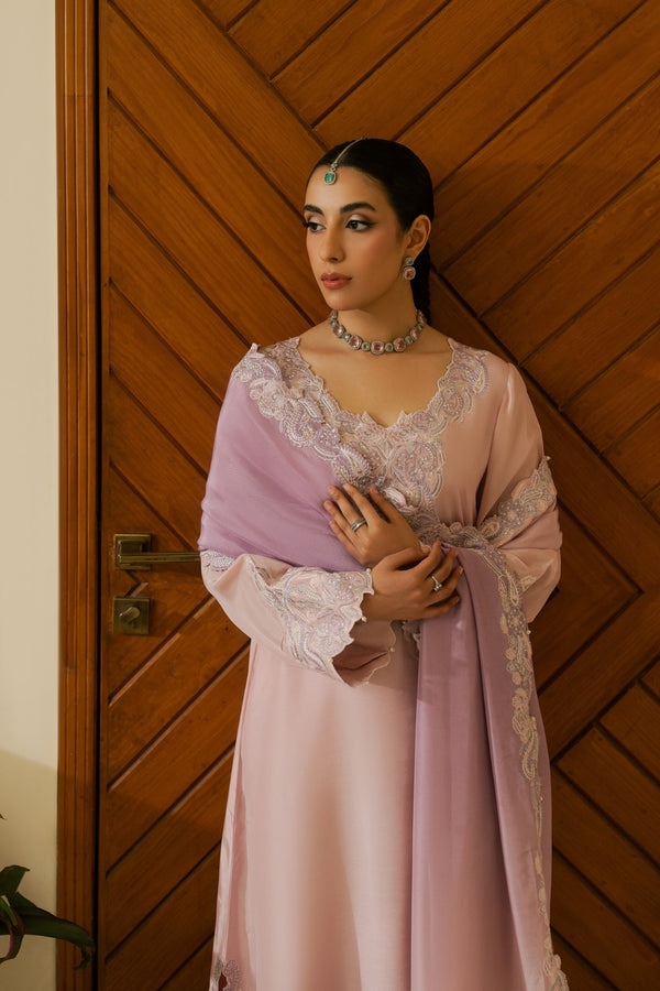 Rosette – Pastel Pink Luxury Embroidered Silk Set (3 Piece)