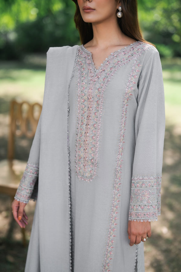 Mist 3 Piece Embroidered Premium Karandi