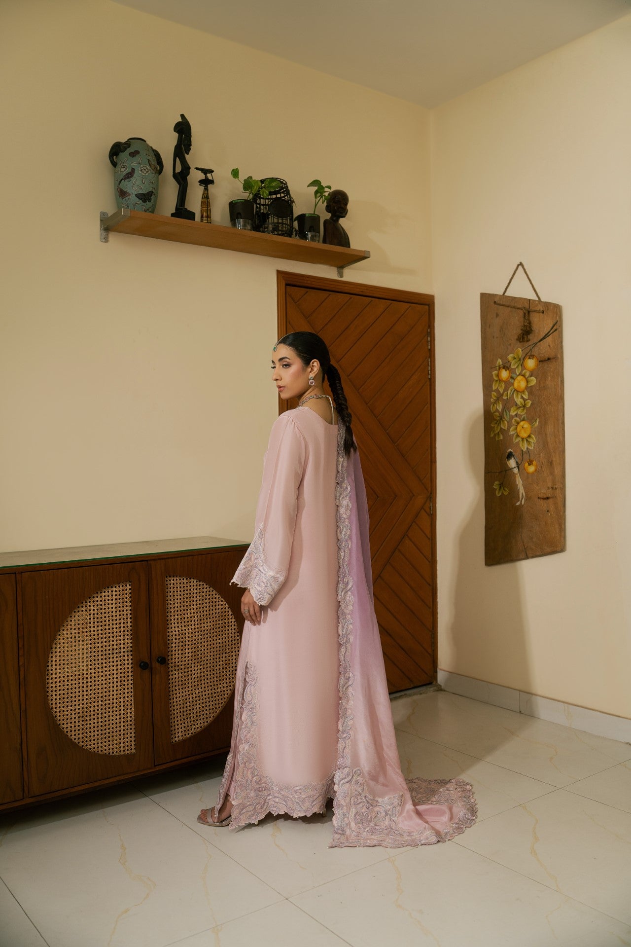 Rosette – Pastel Pink Luxury Embroidered Silk Set (3 Piece) Secondary image