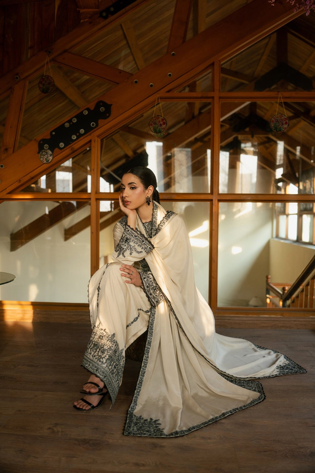 Pearl – Ivory Luxury Embroidered Silk Set (3 Piece)