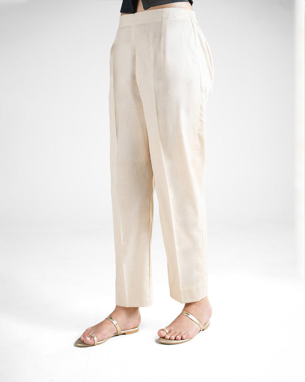 Beige Straight Trousers
